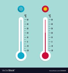 thermometers with snowflakes on blue background