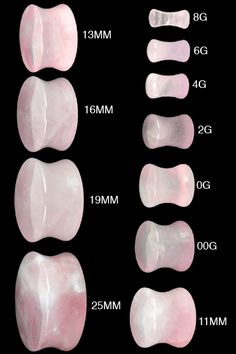 an image of different shapes and sizes of gums on a black background with measurements