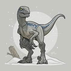 an image of a dinosaur that is standing in the snow