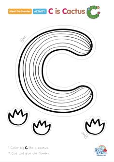 the letter c is cactus coloring page