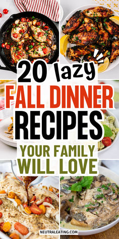 Collage of Lazy Healthy Family Meals! Quick Dinners for Busy Nights Fall Easy Meals, Fall Family Meal, October Dinner, Healthy Fall Recipes Dinner, Food Dinners