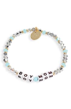 Little Words Project Boy Mom Stretch Bracelet | Nordstrom Word Bracelets, Little Words Project, Mom Bracelet, Beads Style, Thick Chain Necklace, Pearl Chain Necklace, Zodiac Bracelet, Moms Bracelet, Small Bracelets