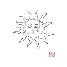 a drawing of the sun with two faces