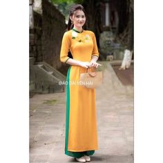 Vietnamese Ao Dai Yellow ,Áo Dài Cach Tan,Áo Dài Nền Vàng đính Hoa , Ao Dai for Women, Ao Dai Wedding Viet Namese - Etsy Vietnam Vietnamese Ao Dai, Vietnam, Ships, Womens Dresses, For Women, Yellow, Dresses