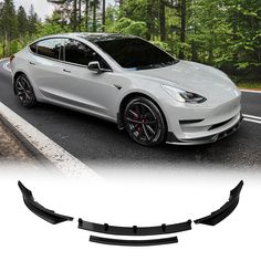 front bumper cover for tesla model x with black rims and red brake pads on the road