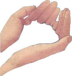 two hands holding each other in the shape of a heart, with one hand extended out