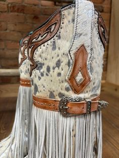 Corral Women's Fringed White Hair-On Hide Cowgirl Boots C4081 | Painted Cowgirl Western Store Diy Fringe Cowboy Boots, Boot Accessories Diy, Vamp Hair, Rodeo Ideas, Cute Harness, Dressing Outfits, Diy Boots, Country Girl Boots, Fringe Cowboy Boots