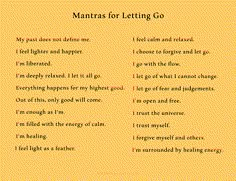 a yellow background with two words that say,'mantass for letting go '