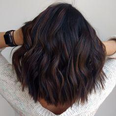 Two Tone Brunette Hair Dark, Dark Red Hair Color Balayage, Dark Black Hair Styles, Level 3 Hair With Balayage, Dark Brown Hair Balayage Short Straight, Dark Hair Options, Fall Hair 2023 Dark, Fall 2023 Mid Length Hair, Chocolate Brown Ash Balayage