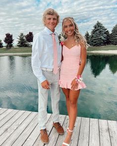 Pink Hoco Outfits For Couples, Homecoming Dance Couples Outfits, Pink Dress Hoco Couple, Hoco Dresses 2023 Pink, Utah Hoco Dresses, Hoco Couple Outfits Pink, Taylor Swift Inspired Hoco Dress, Homecoming Couple Ideas, Homecoming Couples Outfits Pink