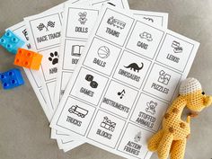 four printable activities for children to learn with legos