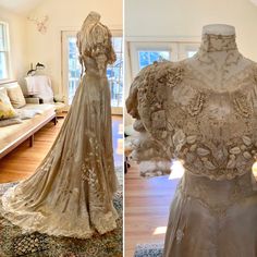 Wedding Dress Silk, Victorian Wedding Dress, 1890s Fashion, Battenburg Lace, Satin Wedding Gown, Silk Wedding Dress, Victorian Wedding, Victorian Clothing, Antique Clothing