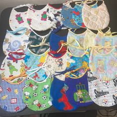 "Handmade bibs 22 in all - never used reminders - smoke free environment -each bib is approximately 6\" x 6\" No issues (1T)" Cute Handmade Cotton Bib, Cute Multicolor Machine Washable Bib, Playful Machine Washable Bib As Gift, Cute Handmade White Bib, Cute White Handmade Bib, Multicolor Washable Bib For Playtime, White Reusable Bib For Playtime, Baby Ads, Handmade Bib