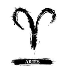 the zodiac sign aries painted in black ink on white background stock photo - 9197