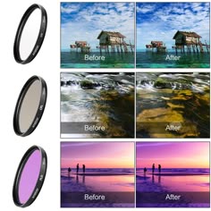 three different images of the same camera lens