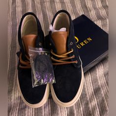 Polo Ralph Lauren Sude Shoes New Never Worn. Navy Blue 9us Casual Suede Closed Toe Sneakers, Casual Blue Slip-on Boots, Suede Sneakers With Leather Sole, Closed Toe, Blue Low-top Leather Boots, Blue Leather Low-top Boots, Navy Sneakers With Leather Sole And Round Toe, Navy Casual Sneakers With Leather Sole, Blue Low-top Boots With Rubber Sole, Casual Blue Flat Heel Boots