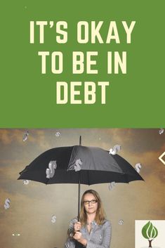 a woman holding an umbrella over her head with money falling from the sky in front of her