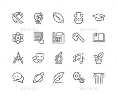 the line icons for school and education - miscellaneous objects / items are grouped in separate layers