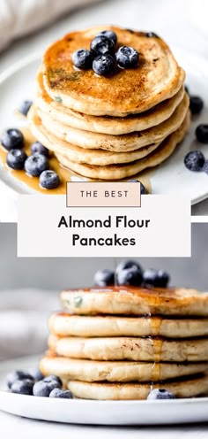 the best almond flour pancakes with blueberries on top