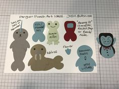 an image of some stickers on a sheet of paper that says penguin punch art ideas