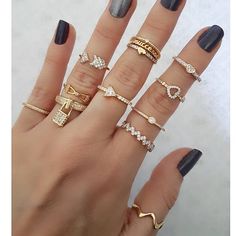 Slytherin Accessories, Diy Jewelry Rings, Tiara Ring, Diy Jewelry Projects, Diy Jewelry Inspiration, Bohemian Jewellery, Accesories Jewelry, Gold Ring Sets, Cute Rings