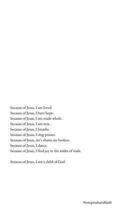 a white paper with the words, because of jesus i am lord