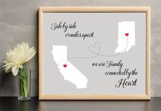 Miles Apart, Moving Long Distance, Distance Gifts, Long Distance Gifts, Moving Gifts, Country Maps, Delivery Gifts, State Map, Map Art Print