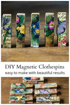 the instructions to make magnetic clothes pins with beautiful flowers