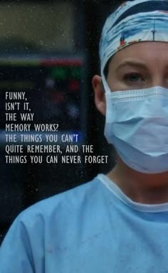 a woman wearing a surgical mask and looking at the camera with a funny quote on it