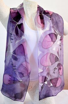 Silk scarf Handmade unique silk accessories gift idea от PutSvile Elegant Handmade Summer Scarves, Handmade Silk Scarf Summer Gift, Handmade Silk Scarf As Summer Gift, Elegant Hand Dyed Scarf As Gift, Elegant Hand Dyed Scarves For Gifts, Purple Silk Scarf For Summer Gift, Elegant Handmade Silk Scarf For Summer, Artistic Purple Silk Scarves, Summer Purple Silk Scarf As A Gift