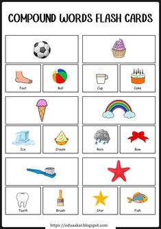 compound words flash cards with pictures