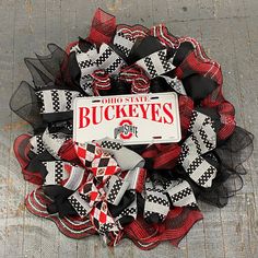 Ohio State Football OSU Buckeye Seasonal Holiday Wreath Door Hanger Crafts With Buckeyes Ohio, Ohio State Door Sign, Ohio State Buckeyes Wreath Front Doors, Ohio State Buckeyes Crafts, Ohio State Buckeyes Man Cave, Osu Buckeyes Football, Wreath Door Hanger, Ohio State Buckeyes Football, Buckeyes Football