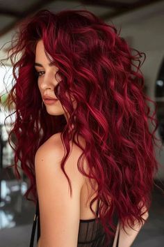 Get inspired with 43 stunning burgundy hair ideasFrom rich wine hues to deep berry tonesfind the perfect shade that will make you book a salon appointment At Home Burgundy Hair Color, Scarlett Hair Color, Winter Hair Color Burgundy, Bold Red Hair Color, Maroon Red Hair Color, Fall Hair Color Ideas Red, Long Hair Color Ideas Red, Color Hair For Curly Hair, Kevin Murphy Red Hair Color