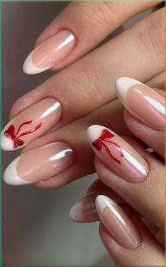 Get inspired by 30  adorable bow nail designs, from cute 3D bow nails to short and sweet styles in pink, red, white, gold, and black. This also includes coquette nails, ribbon nails, short bow nails, french tip bow nails, bow nail art. (📷 hono_nails IG) Cute Nail Inspo Colorful, French Tip Nails On Short Nails, Non Acrylic Nail Designs, Nail Designs Small Nails, Draw Nails Art, Red And Pink Nails French, Nail Ideas For Boyfriend, Nails For Red Outfit, French With Bow Nails