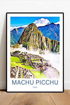 Peru travel print - Machu Picchu - Discover the enchanting beauty of Machu Picchu with this captivating artwork. Peru Machu Picchu, Machu Picchu Peru, Peru Travel, Lush Greenery, Historical Place