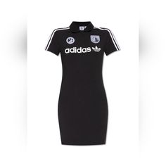 Adidas Football Dress Black Nwt Sporty Adidas Cotton Dress, Sporty Fitted Knee-length Dress, Sporty Black Mini Dress, Sporty Black Spring Dress, Sporty Black Dress For Spring, Adidas Fitted Mini Dress, Fitted Adidas Mini Dress, Adidas Short Sleeve Dresses, Casual Adidas Dress With Short Sleeves