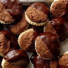 chocolate covered cookies sitting on top of each other