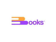 the logo for books is shown in purple and orange