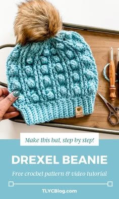 a crochet beanie with the text make this hat, step by step