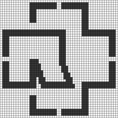 a black and white cross stitch pattern with squares in the middle, which are connected to each other