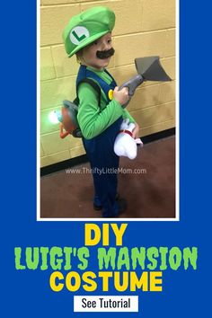 this is an image of a boy in a costume that looks like luigi's manton costume