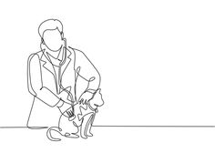 a person sitting down with a dog and cat in their lap, one continuous line drawing