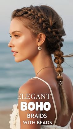 Trendy Half-Up Boho Knotless Braids 🌿 Braid Designs, Braid Out, Braids With Beads, Boho Braids, Braided Updo