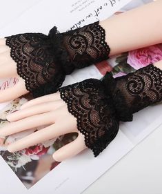 Delicate and intricate lace detailing for a sophisticated look Fingerless design for ease of movement and versatility Perfect accessory to complement formal or evening attire From her 231118 Weverse update Half Gloves, Fashion Chingu, Evening Attire, Lace Detail, Black Lace, Gloves, Lace, Black, Design