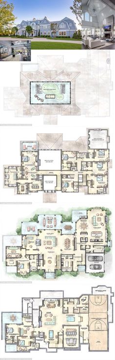 the floor plan for this modern house is very large and has multiple levels to each level