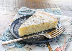 a piece of cake on a plate with a fork