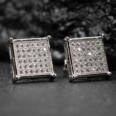 White Gold Sterling Silver Hip Hop Cz Square Flat Screen Mens Stud Earrings Size: 10mm. These Square Cz Iced Earrings Are The Best Size For Any Occasion. 14k White Gold Earrings For Men Fit Any Standard Piercing Post Hole, And Come With Screw On Backs. You Can’t Go Wrong With These Screw Back Earrings. Stone: 5a High Quality Cubic Zirconia. These Hip Hop Square Earrings Have The Brightest And Most Clearest Cz Stones On The Market. Really Shine Bright With These Square Screw Back Earrings. Materi Square Earrings Studs Men, Mens Stud Earrings, Men's Earrings, Trashy Outfits, Gold Earrings For Men, Earrings Stone, Studs Men, Diamond Earring, Square Earrings Studs