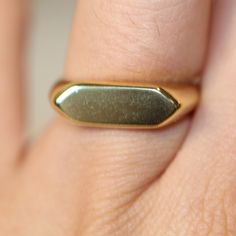 14k Solid Yellow Gold Signet Ring / High Quality Signet Ring / 14k Rose signet ring / White Gold Ring / Personalized Ring Triangle Diamond Ring, Engraving Ring, Korean Writing, Gold Pinky Ring, Signet Rings Women, Nyc Jewelry, Gold Rings Simple, Simple Diamonds, Personalized Ring