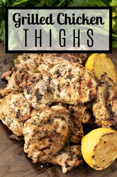 grilled chicken thighs with lemons and parsley