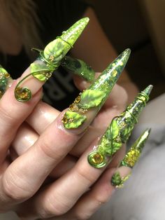 Moss Duck Nails, Grass Nail Designs, Forest Nails Acrylic, Moss Nails Acrylic, Moss Garden Nails, Green Nature Nails, Evergreen Nails, Shroom Nails, Enchanted Forest Nails